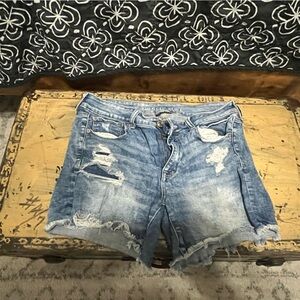 American Eagle Outfitters Blue Distressed Jean Shorts